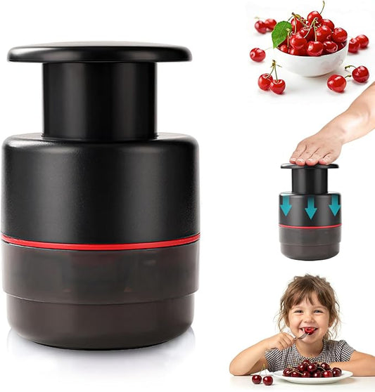 Cherry Pitter Tool 7-in-1 Stainless Steel Cherry Pitter with Splatter Guard, Easy Push Button Cherry Pitter Tool for Cherries Olives and Fruits, Food Grade Cherry Seed Remover