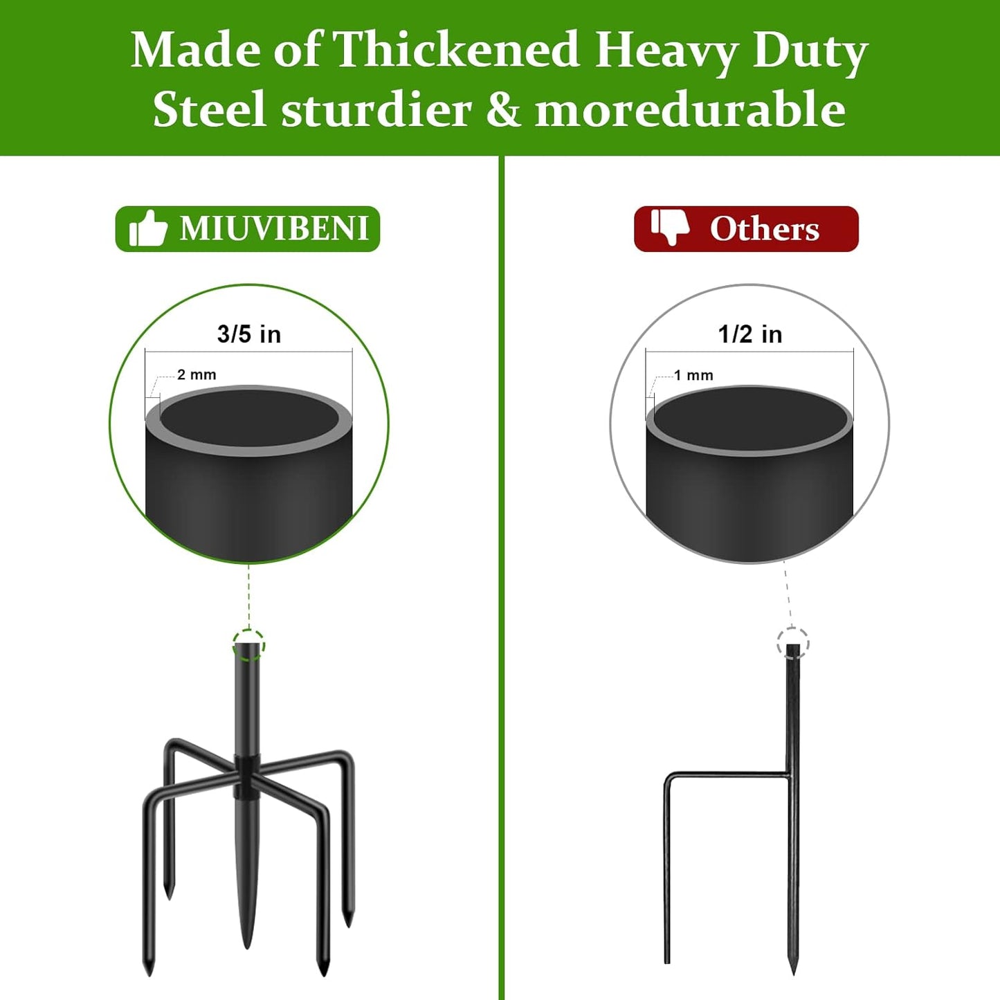 Shepherds Hooks for Outdoor, 48 Inches Garden Bird Feeder Pole for Hanging Bird Feeder, Plant Baskets, Solar Light Lanterns, Outdoor Plant Hanger Hook with 5 Base Prongs,1 Packs