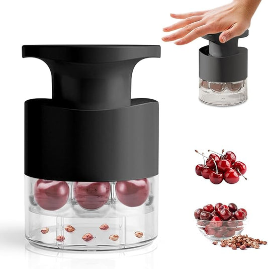 Cherry Pitter - 7-In-1 Cherry Seed Remover Cherry Pitter Tool Push Type Cherry Corer Multiple, Kitchen Cherry Jam (Black)