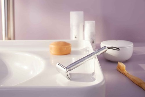 MÜHLE Companion 5-Piece Shaving Set - Unisex Safety Razor with Grey Cord, Blade, Cream, Cloth - Vegan, Sustainable