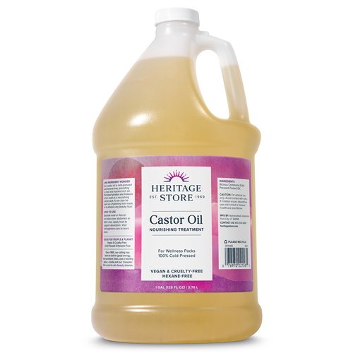 HERITAGE STORE Castor Oil Nourishing Hair Treatment - Deep Hydration for Healthy Hair Care, Skin Care, Lashes and Brows, Castor Oil Packs - Cold Pressed, Hexane Free, Vegan, 60-Day Guarantee, 1 Gallon