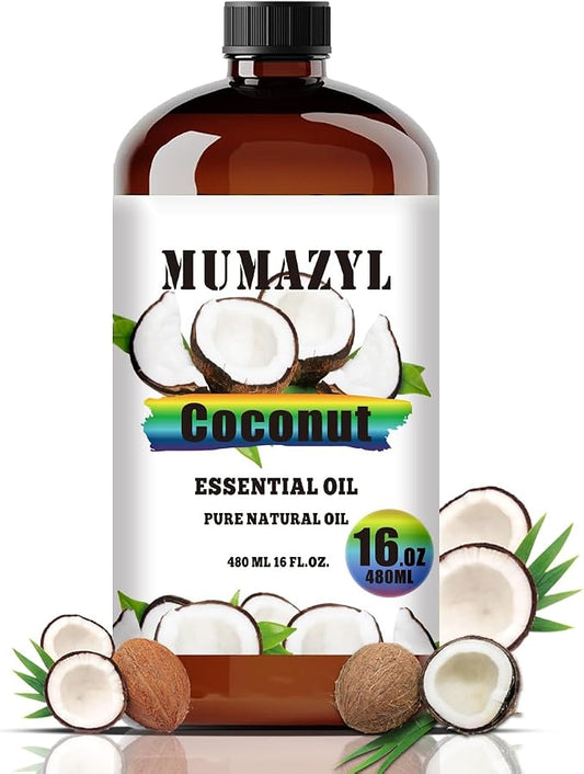Coconut Essential Oil, Coconut Oil 16 Fl Oz 480ML for Diffuser Humidifier Yoga Cleaning DIY Candle Soap Making MUMAZYL Essential Oils