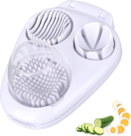 3 in 1 Boiled Egg Slicer, 3-Way Egg Slicer for Hard Boiled Eggs 3 Slice Modes Chopper Cutter Stainless Steel Dicer Multipurpose Kitchen Utensils for Butter Mushroom Strawberry Tomato
