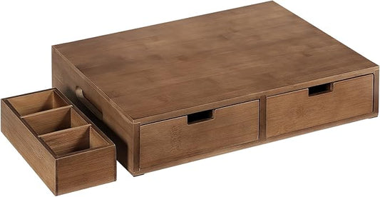 CHOEZON Coffee Pod Organizer, Storage Box with 2 Drawers, Coffee Station with Removable Dividers, Holder for K-Cup, Holds Pods, Syrup, Tea Bags for Living Room, Kitchen, Office, Mocha MCW31MA