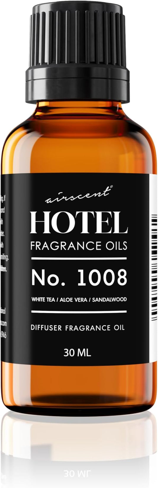 AirScent Hotel Diffuser Oil No. 1008 - White Tea, Aloe Sandalwood - 30 mL | Hotel Scent Dupe - Premium Fragrance Oil for Ultrasonic and Waterless Diffusers and Crafting - 1 fl oz Dropper Bottle