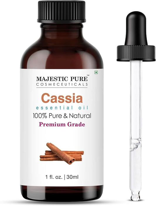 Majestic Pure Essential Oil with Glass Dropper - 100% Pure and Natural - Essential Oils for Diffuser, Aromatherapy, Soap and Candle Making, Cassia Essential Oil, Cassia Oil, 1 Fl Oz
