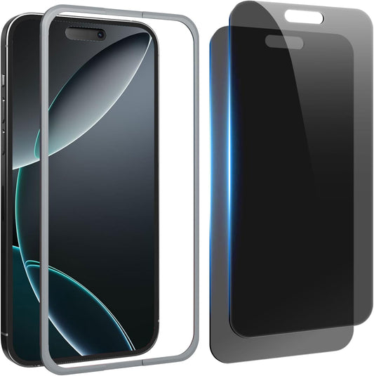 Compatible for iPhone 16 Pro Privacy Screen Protector 6.3 inch, Anti Spy Anti Blue Light HD Tempered Glass Screen Protector Easy Installation, Case Friendly, 2 Pack Black