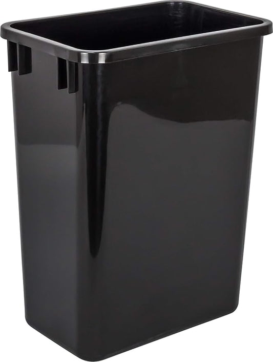Hardware Resources Plastic Trash Can - Indoor Garbage Bin for Kitchen, Home, Office & Commercial Use - Large Waste Disposal Tub - Compatible with Pull-Outs & Frames - 35-Quart (8.75-Gallon) - Black 1 Count (Pack of 1)