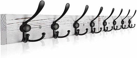 Coat Rack Wall Mount 31.5'' Coat Hanger Wall Mount Old White Coat Hooks for Wall Rustic Towel Racks for Bathroom Living Room Coat Hats Clothes
