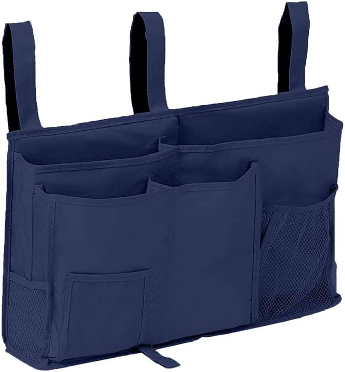 Sugaroom Bedside Organizer - Caddy Storage Bunk Bed to College Dorm & Hospital Rails, Blue