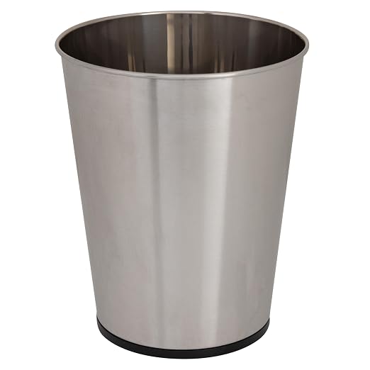 Bath Bliss 5 Liter Small Wastebasket, Stainless Steel | Compact Round Open Top Trash Can | Durable Bathroom Bedroom Dorm Office Garbage Bin | Stylish Space-Saving Waste Disposal Container