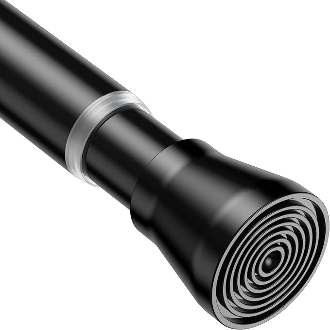 AIZESI Black 1pcs Spring Tension Curtain Rods 17 to 26 Inches, Short Tension Rod Loaded Small Mini Extendable Curtain Tension Rod Adjustable For Windows Bedroom Closet Cupboard