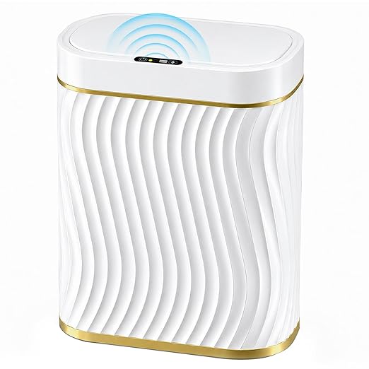 Ogikey Bathroom Trash Can with Lid, 5 Gallon Automatic Touchless Garbage Can, Motion Sensor Smart Trash Bin, Slim Waterproof Waste Bin for Living Room, Bedroom, Office, Kitche