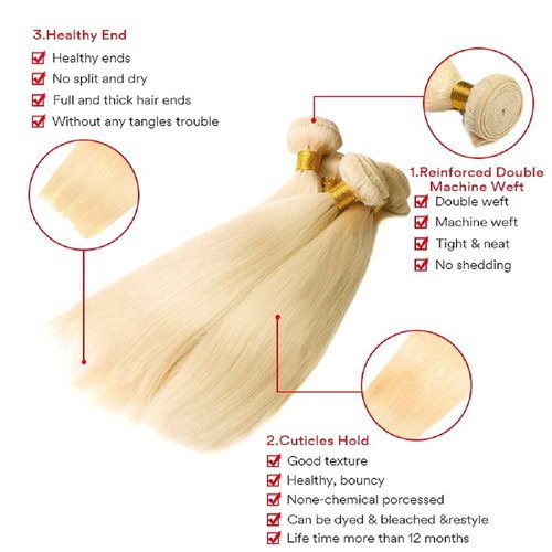30 30 30 Inch Blonde Human Hair Bundles 613 Straight Bundle Blonde Straight 3 Bundles Brazilian Unprocessed Virgin Hair Extensions