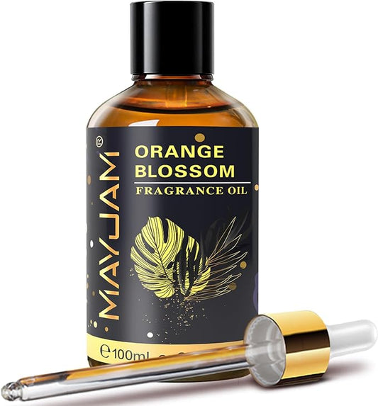 MAYJAM 100ML/3.38FL.OZ Orange Blossom Fragrance Oils with Glass Dropper, Essential Oils for Diffusers, Long Lasting Scented Oils for Soap Candle Making