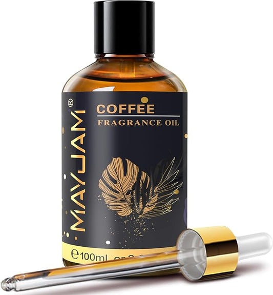 MAYJAM 100ML/3.38FL.OZ Coffee Fragrance Oils with Glass Dropper, Essential Oils for Diffusers, Long Lasting Scented Oils for Soap Candle Making