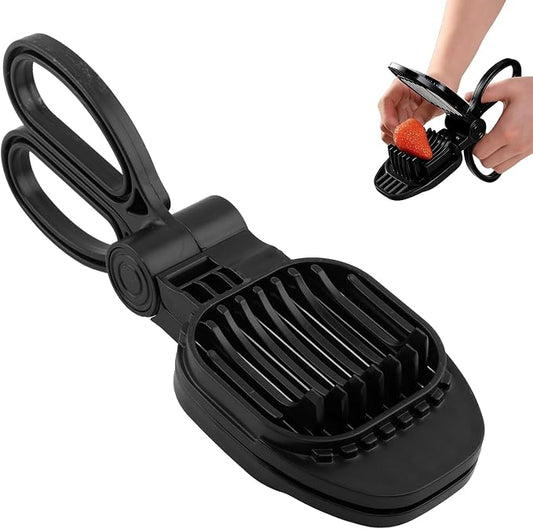 Fruit Slicer, Egg Slicer for Hard Boiled Eggs, Multi-Functional Kitchen Gadget for Strawberry, Banana, Kiwi, Hard Boiled Eggs, Cucumber, Sausage - Rapid & Safe Slicing Tool(COLOR:Black)
