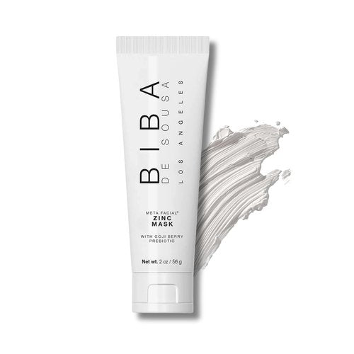 Biba De Sousa The Zinc Mask with Goji Berry Prebiotic - Gentle Pore Purifying Facial Mask - For all Skin Types & Tones - Microbiome Support - Superfruit Blend (2oz)
