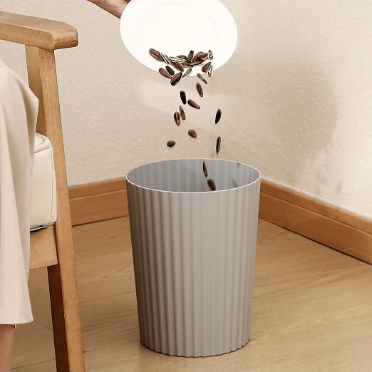JiatuA Small Trash Can Plastic Wastebasket Round Garbage Container Bin for Bathroom, Kitchen, Bedroom, Home Office, College Dorm, Grey 2 Pack
