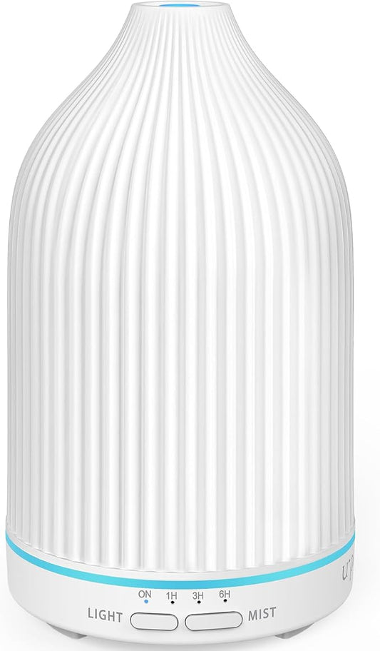 URPOWER 300ML Essential Oil Diffusers for Home Ultrasonic Aromatherapy Diffuser Up to 10hrs with 7-Color LED Lights Auto Shut-Off High/Low Mist - Diffuser Oil Machine Humidifiers for Bedroom Office