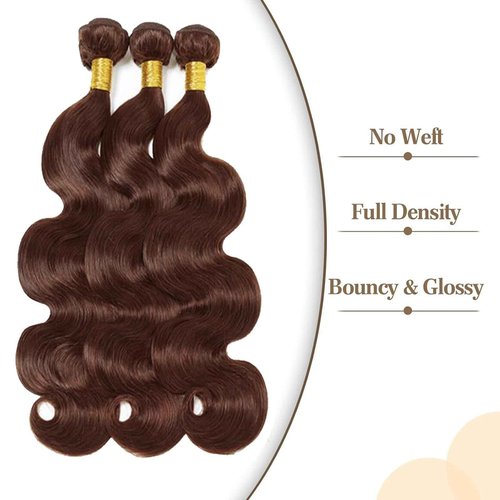 Fabimiya 22 24 26 Inch Human Hair Bundles Chocolate Brown 4# Body Wave Bundles Human Hair 100% Unprocessed Soft Sewn In Hair with Double Weft for Black Women