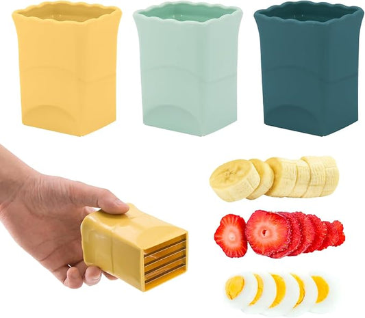 3PCS Fruit Slicer Cup Strawberry Slicer, Strawberries Cutter Cup, Speed Cutter for Banana Grape Egg Kitchen Portable Slicing Tool
