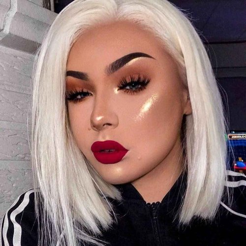 YiXing Platinum Blonde 13x6 Lace Frontal Wigs Human Hair Pre plucked with Baby Hair Glueless #60 Ash Blonde Short Bob Wigs for White Women HD Lace 10Inch