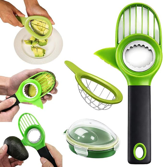 3 in1 Avocado Tool Split, Pit, and Slice, Avocado 3 Piece Set, Includes Avocado Slicer, Cutter and Airtight Storage Container,Kitchen Gadget (3 piece set)