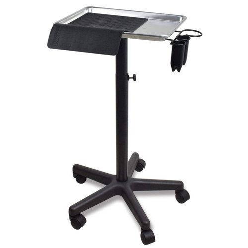 Premium Aluminum Instrument Salon Tray W/Accessory Caddy Tattoo Rolling Tray Station Height Trolley Beauty Tool