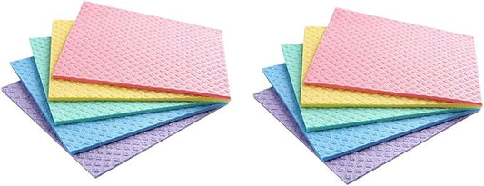 Reusable Cleaning Cellulose Sponge Cloths Absorbent Wipes Clean Kitchen Car Dish Eco-Friendly Dishcloth Hand Towel Auto (2 Pack (10pcs))