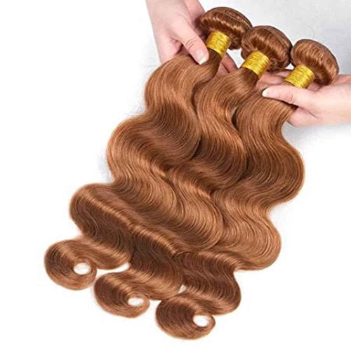 Giginger Brazilian Human Hair Bundles 24 26 28 Inch Color 30 Light Brown Body Wave Bundles Human Hair Unprocessed Virgin Quick Weave Hair for Black Women