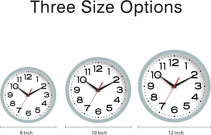 Roymnie Wall Clock Silent Non-Ticking Modern Clock Battery Operated 12 Inch Small Classic Analog Decorative for Kitchen, Bathroom, Office, Bedroom, Home(Blue Gray)