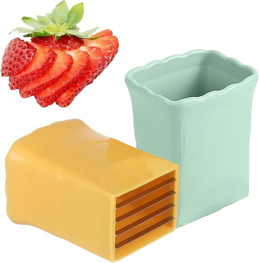 2PCS Fruit Slicer Cup Strawberry Slicer, Cup Slicer Strawberries Cutter Cup, Speed Cutter for Banana Grape Egg Kitchen Portable Slicing Tool