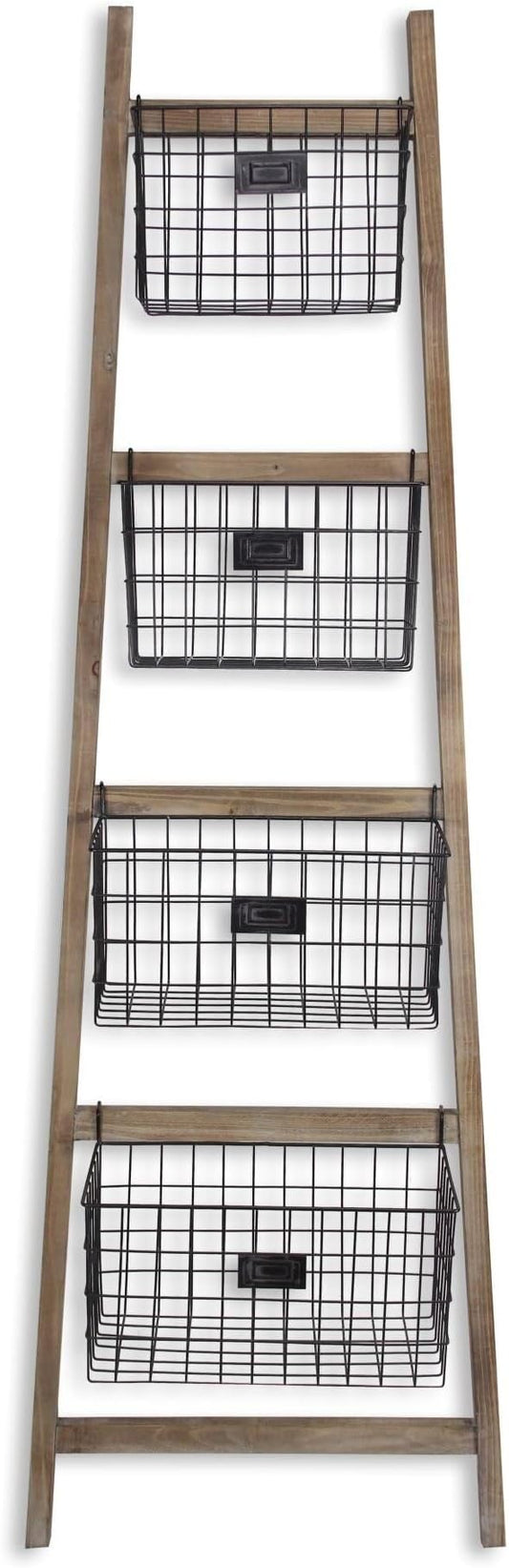 4 Metal Storage Basket Ladder