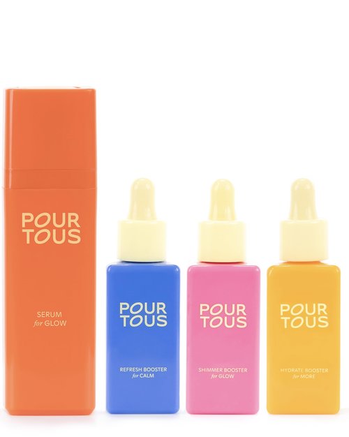 Pour Tous Ultimate Serum Set, Base Serum with 3 Boosters for Hydration and Glow, 4 Piece Bundle