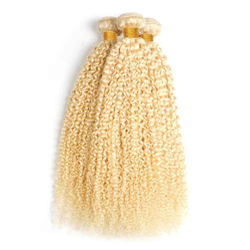 30 32 34 Inch 613 Bundles Human Hair Blonde Kinky Curly Bundles 8A Brazilian Virgin Remy Mixed Length 613 Blonde Bundle Hair Weave