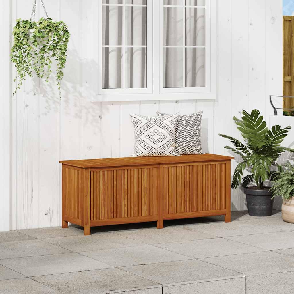 vidaXL Outdoor Storage Box, Deck Box with Gas-Lift Lid, Storage Chest with Water-Resistant Zippered Bag Inside, 59.1''x19.7''x22.8'', Solid Acacia Wood