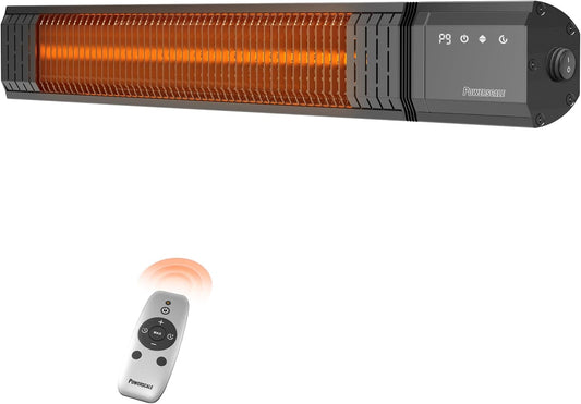 Infrared Heater 24H Timer Outdoor Heater, IP65, Memory Function Infrared Electric Patio Heater, 9 Levels Heating Touchscreen With Remote Electric heater, Restaurant Backyard, 1500W, Black