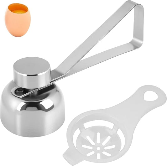 SHIDOW Egg Cracker Topper Set, Soft Hard Boiled Eggs, Egg Cutter, Egg Whacker, Egg Hammer Touch Egg Opener, Egg Separators for Raw, Soft, Hard Boiled Eggs (Style B)