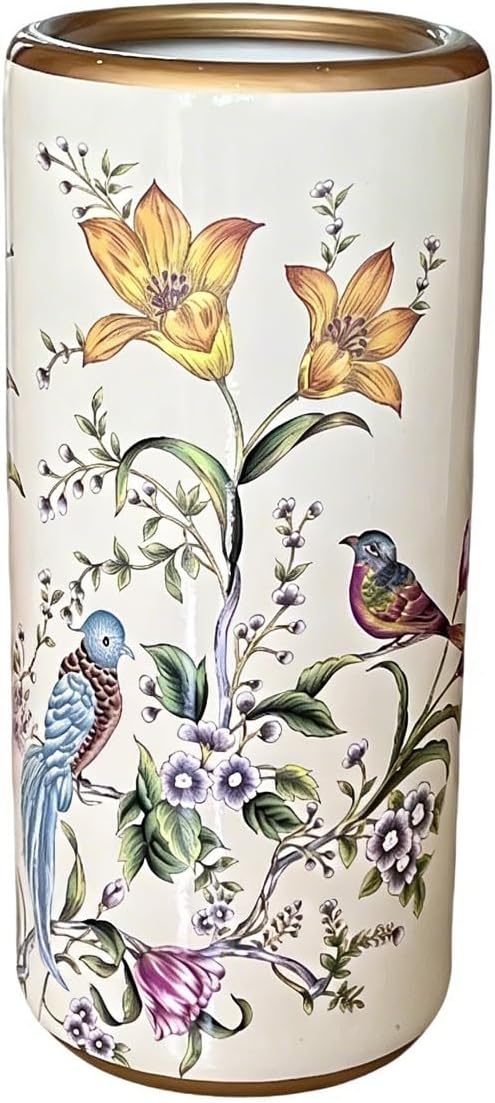 Ceramic Umbrella Stand Umbrella Holder for Entryway Hand-Made Umbrella Stand Barrels Umbrella Holder Cane Floor Standing Vase Ceramic Storage Bucket for Home Office Entrance Indoor.(White212)