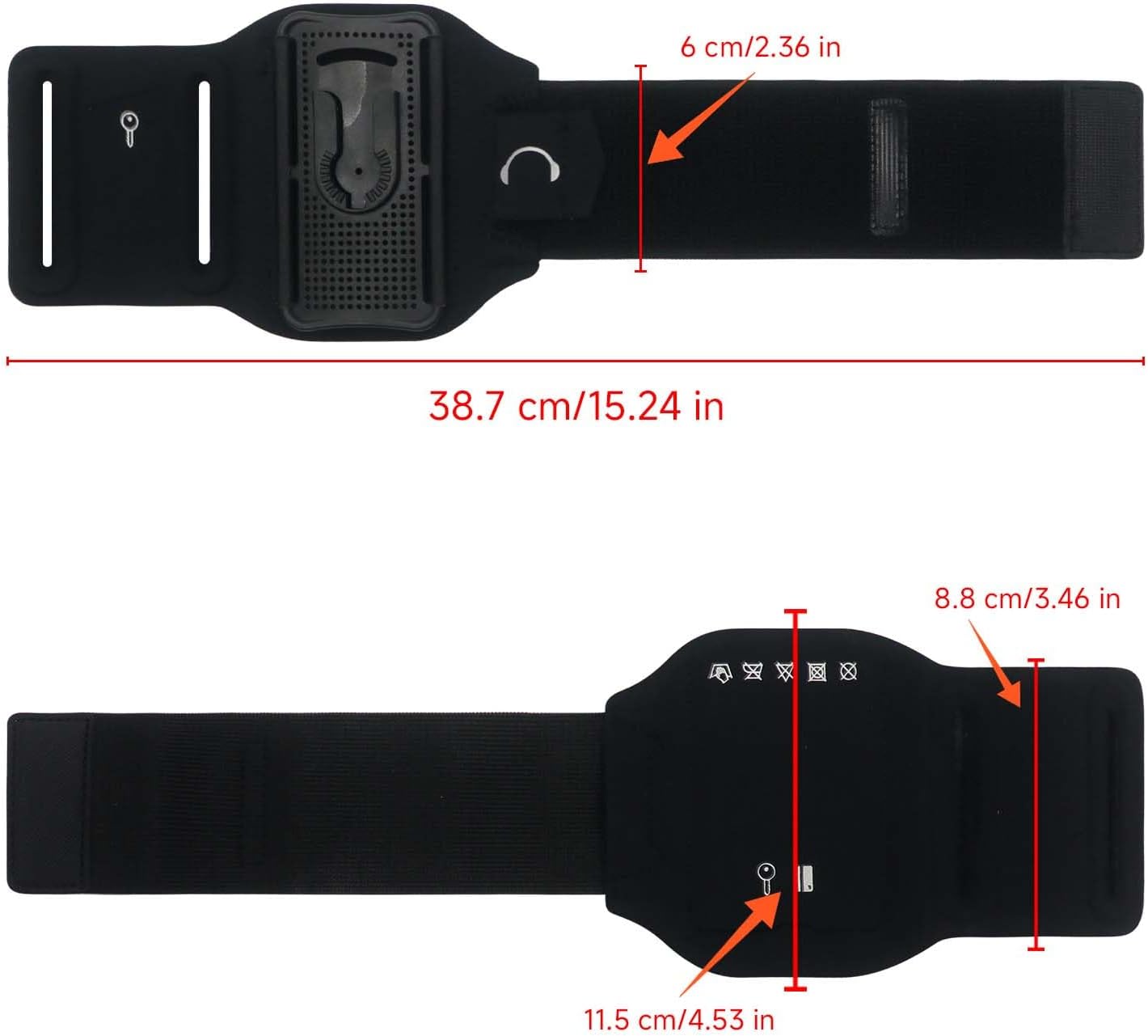 Wristband Phone Holder for Running, 360°Rotation & Detachable Sports Armband with Key Holder for iPhone 16/15/14/13/12/Pro/Pro Max/XS/XR/X/8/7/6/Plus, Fits 4.5-7 Inch Smartphones (Blue)