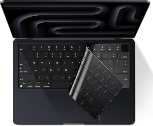 EooCoo Premium Keyboard Cover Skin Ultra Thin Protector Compatible with 2025-2021 MacBook Air 15" 13.6" M4 M3 M2 Chip, MacBook Pro 14" 16" M4 M3 M2 M1 Pro Max Chip, Black