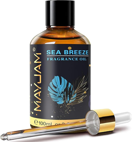 MAYJAM 100ML/3.38FL.OZ Sea Breeze Fragrance Oils with Glass Dropper, Essential Oils for Diffusers, Long Lasting Scented Oils for Soap Candle Making
