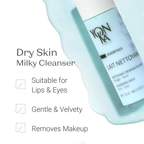 Yon-Ka Lait Nettoyant Cleanser Set | Full Size & Travel Size | Gentle Plant-Based Milk Cleanser & Makeup Remover | Hydrating Daily Wash that Balances Skin’s pH | Set of 2, 6.76 fl oz and 2.53 fl oz