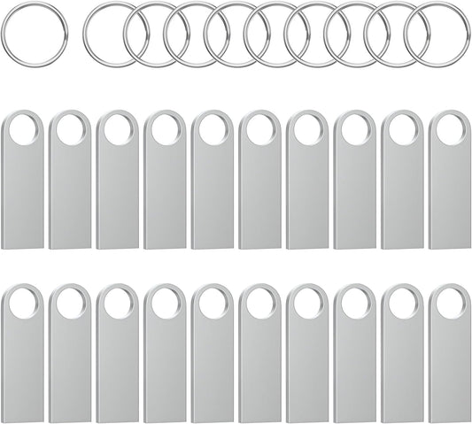 ABLAZE 8GB Flash Drive 20 Pack, Metal USB 2.0 Thumb Drives with Keychains USB Sticks Pendrives (Sliver)