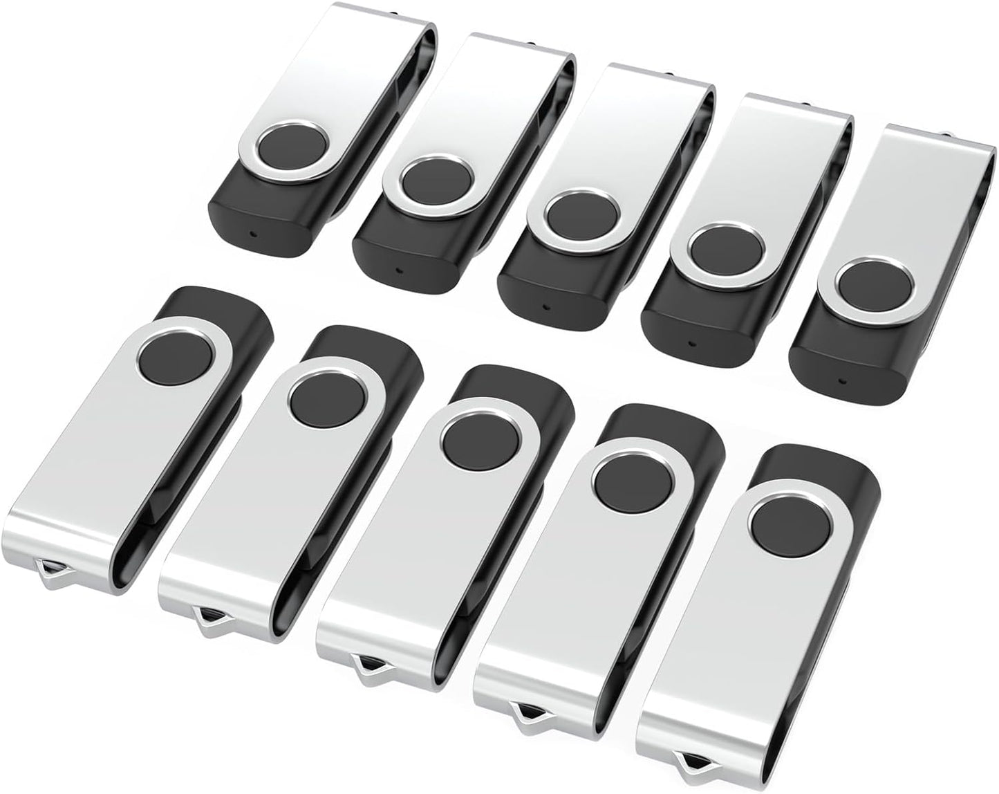 USB Flash Drives 2GB 10 Pack, Wooolken USB 2.0 Thumb Drives with Keychains Memory Stick USB Drive Pendrive for PC Laptop Computer (Black)