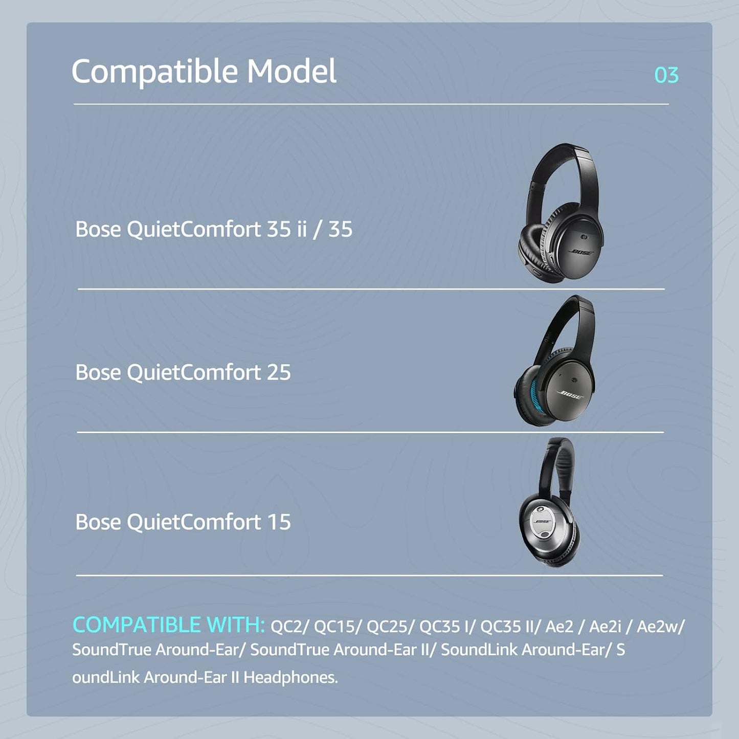 Cooling-Gel QuietComfort 35 / QC35 ii Replacement Ear Pads for Bose Headphones, Also Fit for Bose QC45 QC35 QC25 QC2 QC15/ Around-Ear 2 AE2i AE2w/ SoundTrue & SoundLink Series, Black