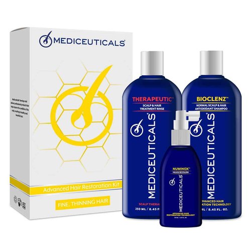 Meticeuticals Restoration Kit for Women with Fine Hair. Kit includes Cellagen, Folligen, and Vitatin