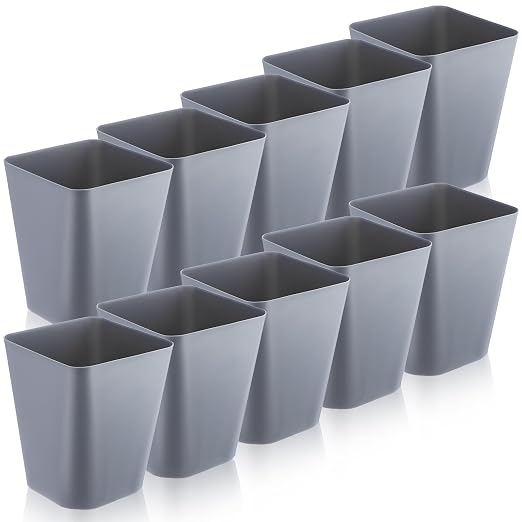 Amyhill 10 Pcs Small Trash Can 2 Gallon Plastic Garbage Can Small Waste Basket for Bathroom Office Kitchen Living Room Bedroom Home Under Desk (Grey)