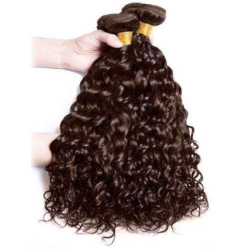 #4 Brown Bundles Human Hair Water Wave Bundles 34 34 34 Inch Human Hair Weave 3 Bundle Unprocessed Brazilian Virgin Hair Chocolate Brown Deep Curly Human Hair Extensions 50 Grams/Bundle